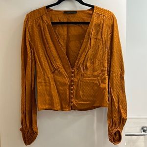 Burnt orange silk blouse, size small